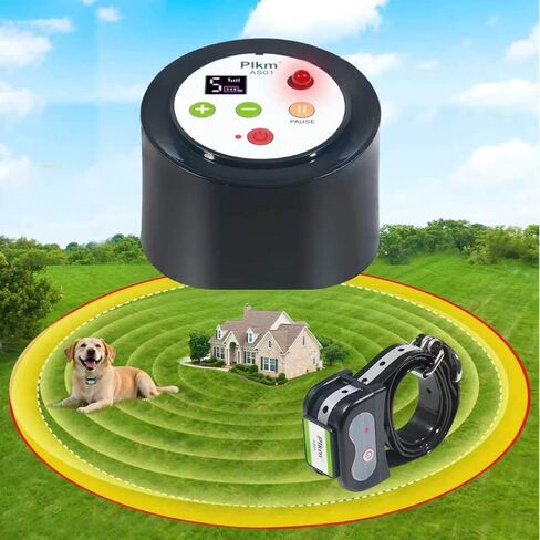 Plkm Dog سياج لاسلكي 2026 أحدث نظام احتواء كهربائي ذكي للحيوانات الأليفة، بطارية منخفضة AI إنذار ذكي للكلب خارج النطاق تذكير، عرض مستوى بطارية جهاز الاستقبال، تغطية إشارة قوية 360 درجة in Kuwait