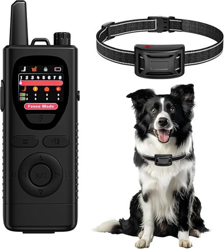 Wireless Dog Fence System - 2-in-1 Pet Containment & Training Collar with Accurate Boundary Control, IPX6 Waterproof and Rechargeable, for Large & Medium 1 Dogs Black in Kuwait