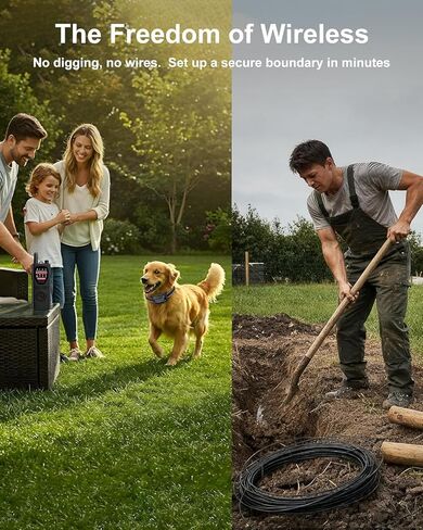 Wireless Dog Fence System - 2-in-1 Pet Containment & Training Collar with Accurate Boundary Control, IPX6 Waterproof and Rechargeable, for Large & Medium 1 Dogs Black in Kuwait