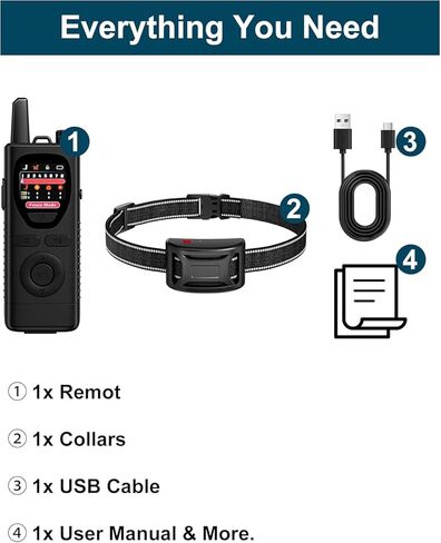Wireless Dog Fence System - 2-in-1 Pet Containment & Training Collar with Accurate Boundary Control, IPX6 Waterproof and Rechargeable, for Large & Medium 1 Dogs Black in Kuwait