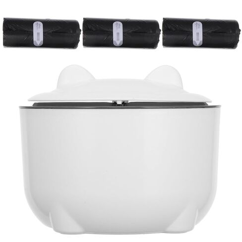 VALICLUD Pet Litter Storage Bin with Lid and One-Button Seal, Plastic Waste Bucket for Cat Litter, Bathroom Trash Can with 90 Replacement Bags, Gray, for Home Pets Random Color in Kuwait