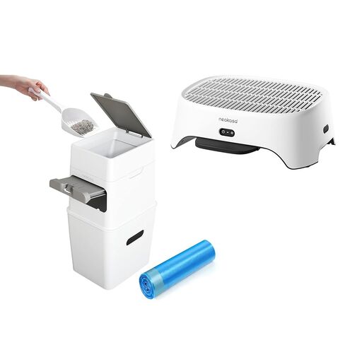Neakasa PooGuard Litter Disposal Bin and Airstep, 2-in-1 Litter Box Air Purifier & Cat Step, 3-Mode Odor in Kuwait