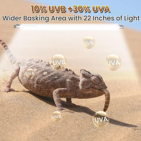 Lustaled T5 10.0 UVB مصباح الزواحف 24W، 22 بوصة T5 HO UVB ضوء للتنين الملتحي، 3 عبوات من الزواحف الصحراوية D3 UVA UVB شريط أنبوب مصباح للسحلية، الأفعى، أبو بريص، السلحفاة، الحرباء، Terrarium in Kuwait