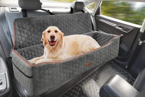 Large Dog Car Seat Under 100LBS,Dog Car Bed with Safety Tethers/Storage Pocket,Only for Back Seat-Gray in Saudi Arabia