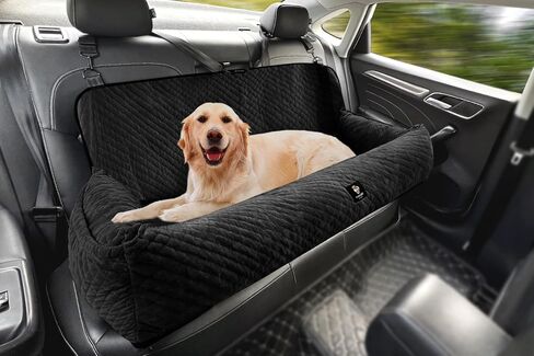 Large Dog Car Seat Under 100LBS,Dog Car Bed with Safety Tethers/Storage Pocket,Only for Back Seat-Gray in Saudi Arabia