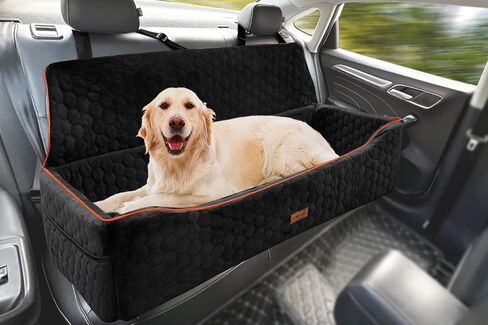 Large Dog Car Seat Under 100LBS,Dog Car Bed with Safety Tethers/Storage Pocket,Only for Back Seat-Gray in Saudi Arabia