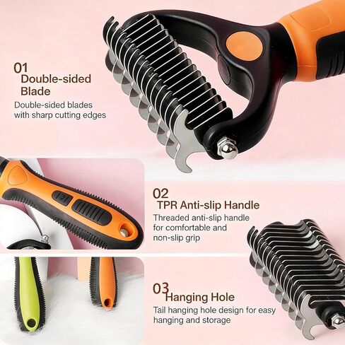 Self-Cleaning Slicker Brush for Dogs & Cats | Gently Removes Loose Undercoat, Mats & Tangles | Effective Pet Grooming Tool for Long & Short Haired Breeds in Kuwait