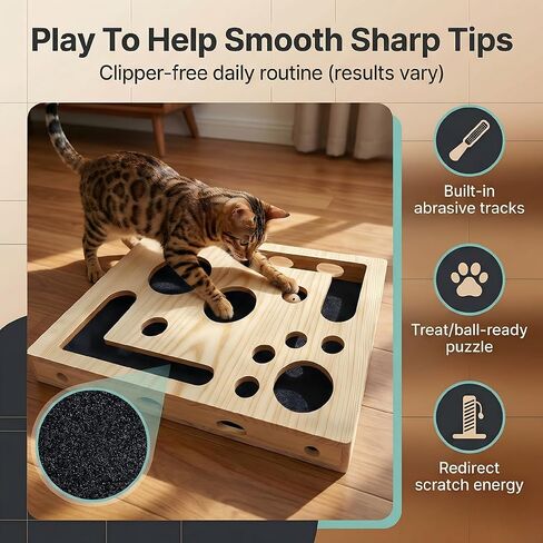2026 New Cat Scratch Puzzle Enrichment Box, Cats Nail File Enrichment Box with Sandpaper Inside, Stress-Free Alternative to Trimming Nails, Cat Toys Interactive for Indoor Cats Nail Scratcher in Saudi Arabia