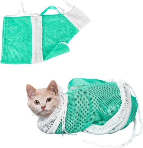 Cat Bathing Bag – Anti-Scratch Cat Washing Bag for Grooming, Nail Trimming – Mesh Cat Shower Bag with 4-Point Adjustable Restraint & Detachable Design in Kuwait