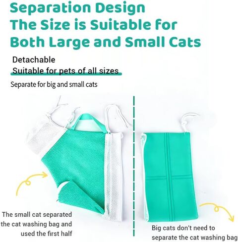Cat Bathing Bag – Anti-Scratch Cat Washing Bag for Grooming, Nail Trimming – Mesh Cat Shower Bag with 4-Point Adjustable Restraint & Detachable Design in Kuwait