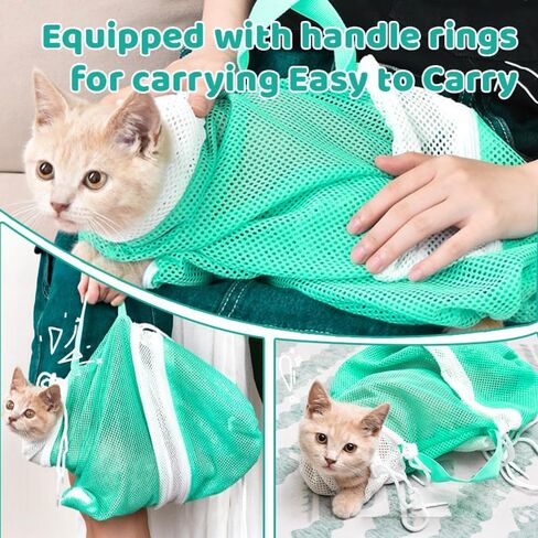 Cat Bathing Bag – Anti-Scratch Cat Washing Bag for Grooming, Nail Trimming – Mesh Cat Shower Bag with 4-Point Adjustable Restraint & Detachable Design in Kuwait