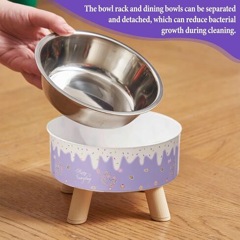 Raised Cat Food Bowls,Elevated Kitten Bowls for Indoor Cats Ergonomic Cat Food Water Bowls Purple in Kuwait