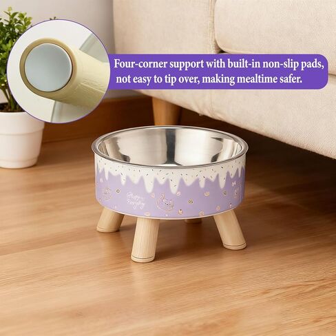 Raised Cat Food Bowls,Elevated Kitten Bowls for Indoor Cats Ergonomic Cat Food Water Bowls Purple in Kuwait