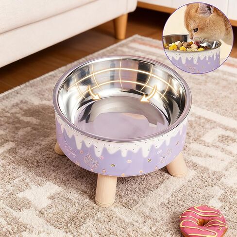 Raised Cat Food Bowls,Elevated Kitten Bowls for Indoor Cats Ergonomic Cat Food Water Bowls Purple in Kuwait