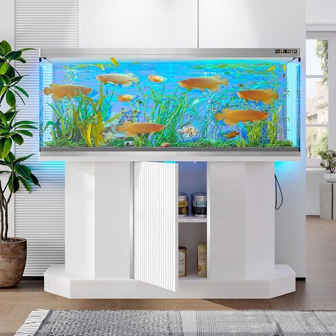 Merax 55-75 Gallon Fish Tank Stand with Power Outlet, Heavy Duty Aquarium Stand with 4 Storage Cabinets, for Fish Tank, Turtle Tank, Reptile Terrarium, Black in Kuwait