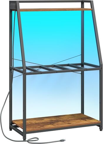 HOOBRO 20-29 Gallon Fish Tank Stand with Power Outlets and LED Light, Heavy Duty Aquarium Stand, Metal Frame Reptile Turtle Tank Stand, 33.1'' L x 15.7'' W, 300 LBS Capacity, Rustic Brown BF41UDFT01 in Kuwait