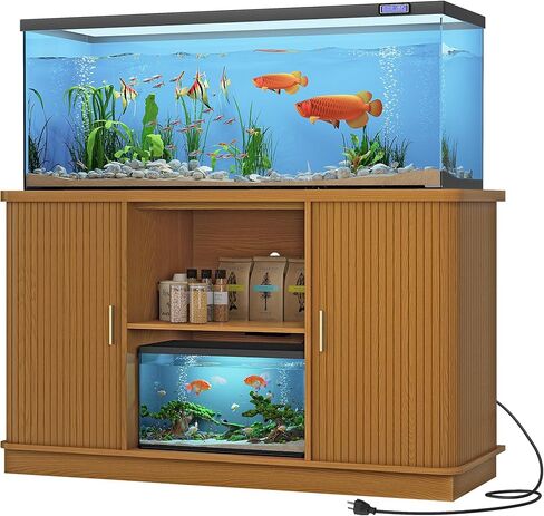 Fish Tank Stand, 75 Gallon Tank Stand with Sliding Cabinet Door, Heavy Duty Aquarium Stand with Power Outlet for Turtle Tank, Reptile Terrarium, 1000LBS Capacity (Black) in Kuwait