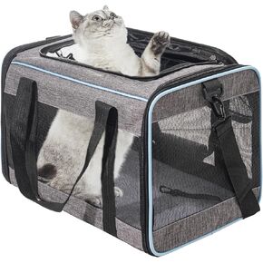 حاملة حيوانات أليفة ناعمة الجوانب معتمدة من شركة Vivicreate Cat Carrier للقطط والكلاب الصغيرة، حقيبة سفر محمولة للقطط مع مقود أمان شبكي للتهوية وحزام كتف يصل إلى 15 رطلاً in Kuwait
