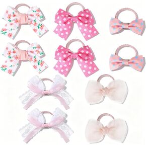 10 Pcs Dog Hair Bow Bowknot, Pink Dogs Hairs Bows with Rubber Bands, Cute Puppy Grooming Bowknot, Hair Accessories Hairs Ties for Cat Pet in Kuwait