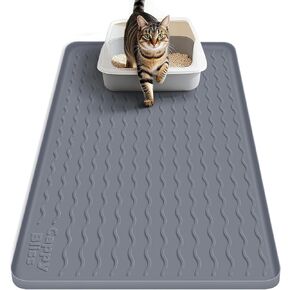 Large Silicone Cat Mat for Litter Box, 34"x22" Waterproof & Urine-Proof Pad with Litter-Trapping Waves, Non-Slip, Easy Clean & Paw-Safe (Gray) in Kuwait