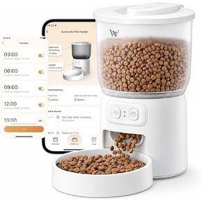 Waithem Wi-Fi Automatic Pet Feeder for Cats&Dogs, Timed Dry Food Dispenser with App Programmable Portion Control, Up to 10 Meals Per Day, Dual Power Supply, 5G/2.4G WLAN, Desiccant Bag Included in Kuwait