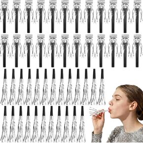 Skylety 48 Pieces Gold Silver Noise Makers for Adults Kids Party Horns and Blowers Noisemakers for Christmas Birthday Sporting Events Baby Shower Party Favors Supplies 2024 in Kuwait