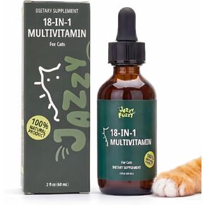18-in-1 Liquid Multivitamin, Taurine & Lysine for Cats, Cat Liquid Vitamin, Senior & Picky Cats, Supports Immune, Skin & Coat, Energy & Overall Wellness, Chicken Flavor, 2 fl oz in Kuwait