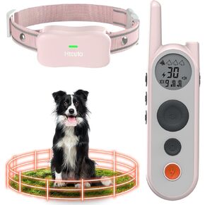Htcuto Wireless Dog Fence System for 1 Large Medium Dog Electric Fence for Dogs 6000FT Shock Collar for Dogs Training Collar with Remote Waterproof Rechargeable Safe Pet Containment System Boundary in Kuwait