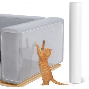 Cat Scratch Furniture Protector, Clear Flexible Plastic Adhesive Cover, Single Side Sticky Sofa Couch Guard, 7.87 x 196.8 Inches in Kuwait