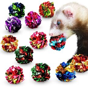 SunGrow Ferret Mylar Crinkle Balls, for Exercise to Keep Fit, Lightweight, Multicolor Shiny Foil with Crinkly Sound for Indoor Pet (12 pcs) in Kuwait