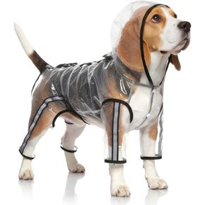 Shinylin Dog Raincoat 4XL, Dog Hooded Slicker Poncho, Waterproof Hooded Dogs Jacket with Reflective Stripes, Adjustable Drawstring, Lightweight Rain Poncho for Large Dogs in Kuwait