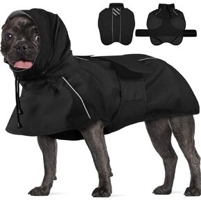 Dog Raincoat, Waterproof Dog Rain Jacket with Convertible Hood/Collar, Adjustable Belly-Protect Rain Coat for Meidum Dogs Poncho Reflective (Neon Pink, M) in Saudi Arabia