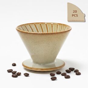 DIF DECO Ceramic Pour Over Coffee Dripper, Reusable Porcelain Portable Pour Over Coffee Maker, Slow Brewing Accessories with 1 Holes for Home, Office, Travel, Camping (Yellow) in Kuwait