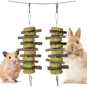 Arespark 2 Pack Bunny Chew Toys Timothy Hay & Apple Wood for Small Pets, Natural Teeth Grinding Chews for Rabbit Guinea Pigs Chinchillas Hamsters in Saudi Arabia