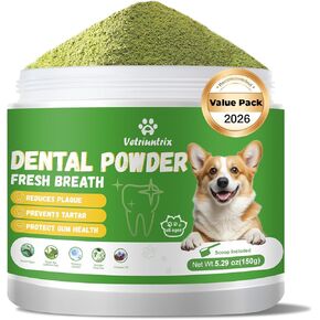 Dog Teeth Cleaning Powder, Dog Dental Powder for Teeth Cleaning and Dog Breath Fresh for Dogs with Probiotic & Tartar Remover, Plaque Off Dog Tooth Cleaning 150g in Kuwait