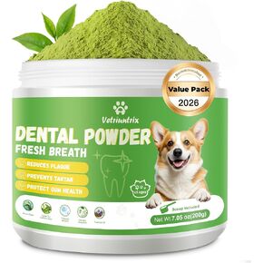 Dog Dental Powder, Dental Powder for Dogs Teeth Cleaning and Breath Fresh, Dog Dental Care with Natural Enzymes, Probiotics, Tartar Remover and Plaque Off - 150g in Kuwait