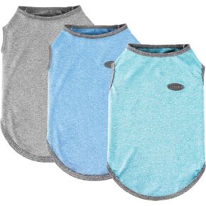 3 Pack Lightweight Sun Protection Dog Shirt Breathable Sleeveless Dog T Shirts Extra Soft Top Tank Dog Clothes for Outdoor Activities (Dark Gray + Sky Blue + Lake Blue, Small) in Saudi Arabia