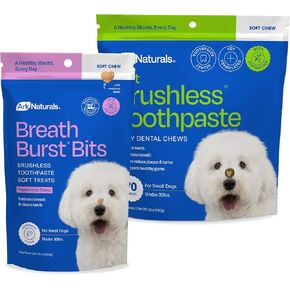 Ark Naturals Small Breed Soft Brushless Toothpaste + Breath Bursts Bundle - Vet Formulated Dog Dental Chews for Small Breeds - Helps Reduce Plaque & Tartar, Polishes Teeth, and Freshens Breath in Saudi Arabia