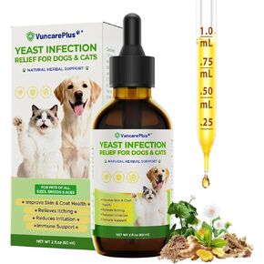 Natural Yeast Relief Drops for Dogs & Cats – 2 fl oz Herbal Ear & Skin Support for Itching, Paw Licking, Hot Spots & Odor Control – Apple Cider Vinegar & Goldenseal – Chicken Flavor Liquid Drops in Kuwait