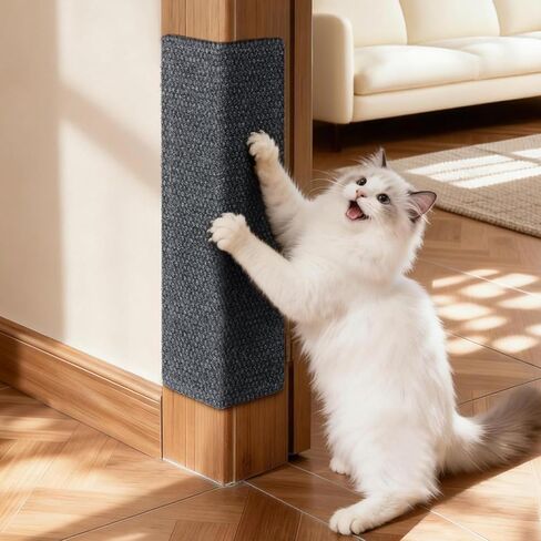 Wall Cat Scratcher for Indoor Cats,19.6x7.8"Corner Cat Scratcher,Cat Scratch Pad Furniture Protector for Door & Wall,Couch, Durable Cat Scratching Board Easy Mount(Grey, 19.6"x7.8") in Saudi Arabia