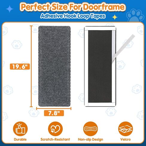 Wall Cat Scratcher for Indoor Cats,19.6x7.8"Corner Cat Scratcher,Cat Scratch Pad Furniture Protector for Door & Wall,Couch, Durable Cat Scratching Board Easy Mount(Grey, 19.6"x7.8") in Saudi Arabia