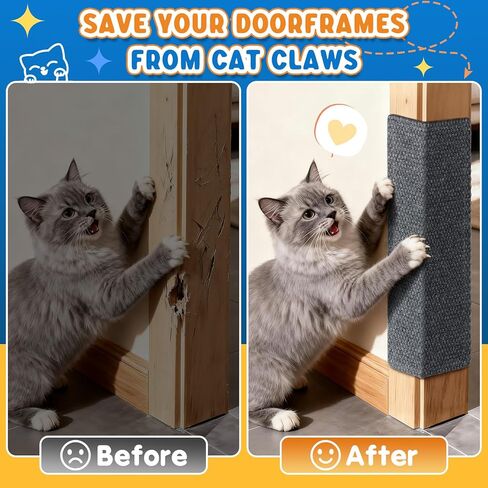 Wall Cat Scratcher for Indoor Cats,19.6x7.8"Corner Cat Scratcher,Cat Scratch Pad Furniture Protector for Door & Wall,Couch, Durable Cat Scratching Board Easy Mount(Grey, 19.6"x7.8") in Saudi Arabia