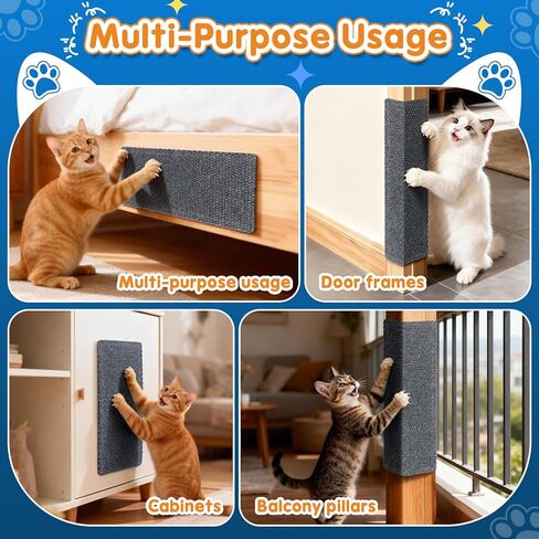 Wall Cat Scratcher for Indoor Cats,19.6x7.8"Corner Cat Scratcher,Cat Scratch Pad Furniture Protector for Door & Wall,Couch, Durable Cat Scratching Board Easy Mount(Grey, 19.6"x7.8") in Saudi Arabia