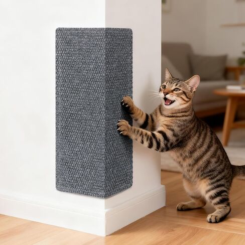 Wall Cat Scratcher for Indoor Cats,19.6x7.8"Corner Cat Scratcher,Cat Scratch Pad Furniture Protector for Door & Wall,Couch, Durable Cat Scratching Board Easy Mount(Grey, 19.6"x7.8") in Saudi Arabia