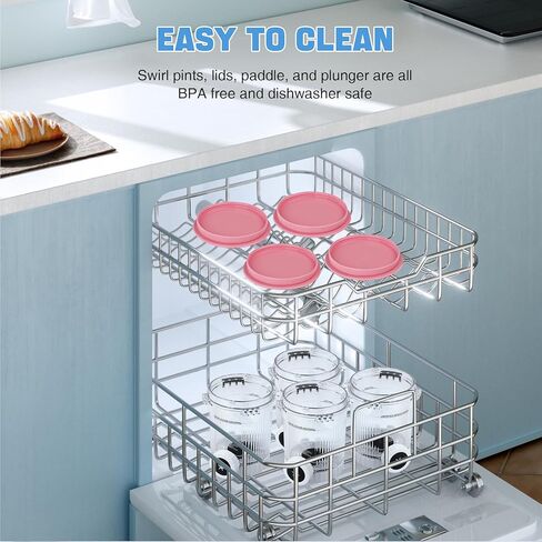 4 عبوات من مكاييل وأغطية GuanQiao Creami Swirl للنينجا، متوافقة مع سلسلة NC700 Ninja Swirl Ice Cream وصانعات الخدمة الناعمة، مع 4 ملاعق و64 ملصقًا قابلاً للكتابة، خالية من مادة BPA وآمنة للاستخدام في غسالة الأطباق، أغطية رمادية in Kuwait