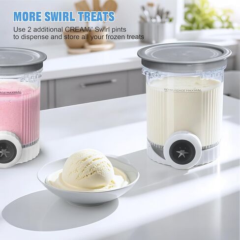 4 عبوات من مكاييل وأغطية GuanQiao Creami Swirl للنينجا، متوافقة مع سلسلة NC700 Ninja Swirl Ice Cream وصانعات الخدمة الناعمة، مع 4 ملاعق و64 ملصقًا قابلاً للكتابة، خالية من مادة BPA وآمنة للاستخدام في غسالة الأطباق، أغطية رمادية in Kuwait