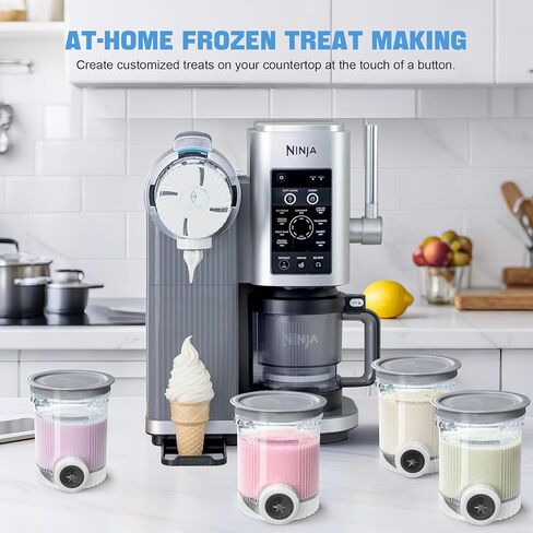 4 عبوات من مكاييل وأغطية GuanQiao Creami Swirl للنينجا، متوافقة مع سلسلة NC700 Ninja Swirl Ice Cream وصانعات الخدمة الناعمة، مع 4 ملاعق و64 ملصقًا قابلاً للكتابة، خالية من مادة BPA وآمنة للاستخدام في غسالة الأطباق، أغطية رمادية in Kuwait