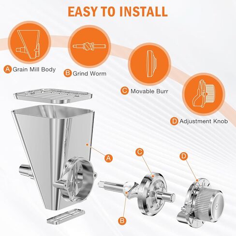 جميع ملحقات مطحنة الحبوب المعدنية لخلاط حامل KitchenAid، 10 مستويات، مطحنة دقيق، مناسبة للحبوب الجافة غير الزيتية وحبوب القهوة والحنطة السوداء والشوفان والدخن. in Kuwait