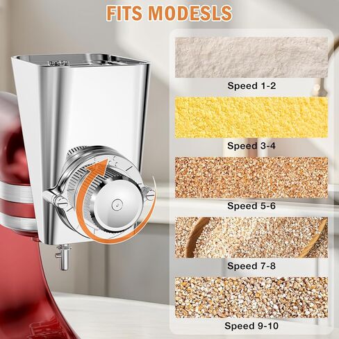 جميع ملحقات مطحنة الحبوب المعدنية لخلاط حامل KitchenAid، 10 مستويات، مطحنة دقيق، مناسبة للحبوب الجافة غير الزيتية وحبوب القهوة والحنطة السوداء والشوفان والدخن. in Kuwait