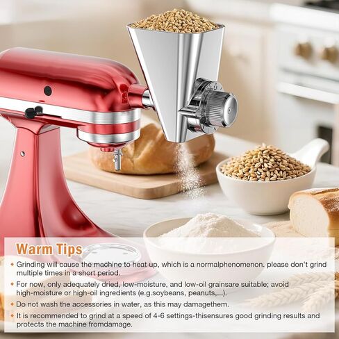 جميع ملحقات مطحنة الحبوب المعدنية لخلاط حامل KitchenAid، 10 مستويات، مطحنة دقيق، مناسبة للحبوب الجافة غير الزيتية وحبوب القهوة والحنطة السوداء والشوفان والدخن. in Kuwait